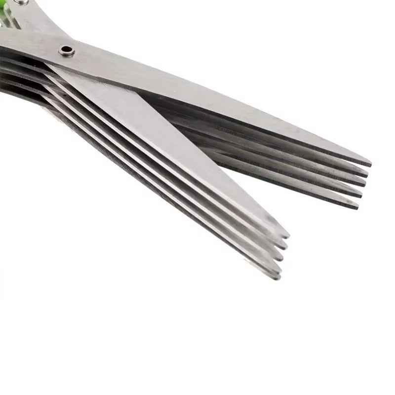Multi-Functional Stainless Steel 3/5 Layer Kitchen Scissors Pepper Shredded Chopped Scallion Cutter Laver Cut Cooking Tool